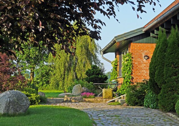 Landscaping rocks including boulders and pavers.